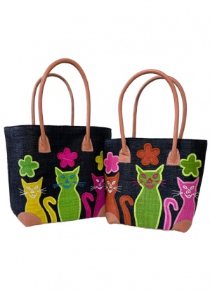 BasketBasket Cats and Flower Tote Bag